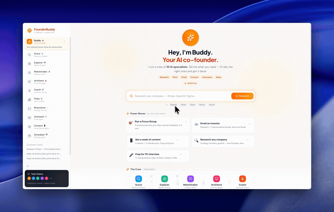 FounderBuddy live demo